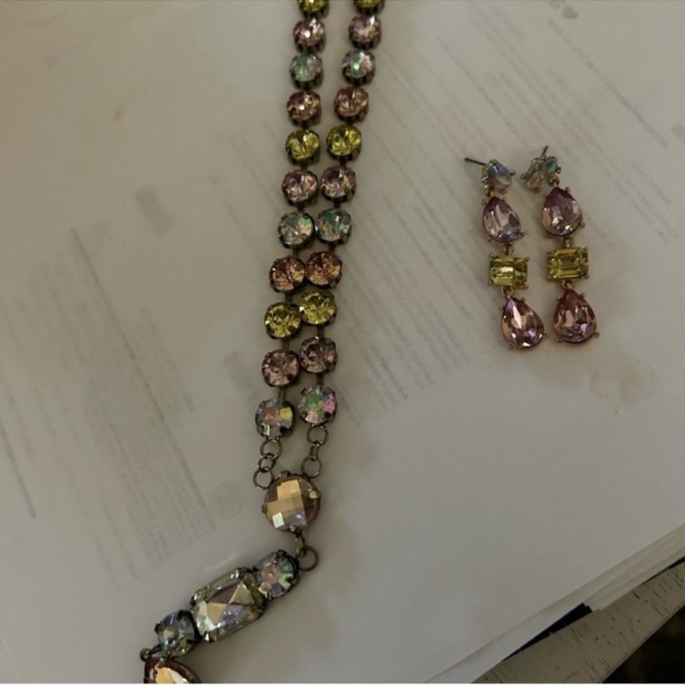Plunder Elegant Multicolor Crystal Necklace and Earring Set